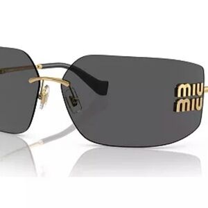 Miu Miu Rimless Sunglasses in Dark Gray and Gold